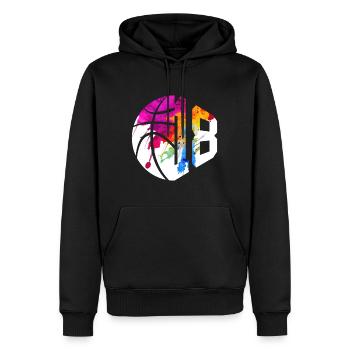 NON. 18 NUMÉRO 18 BASKET 18E ANNIVERSAIRE - Sweat à capuche Premium bio Homme - noir - Devant - Nico (187cm)