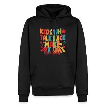 Kids Who Talk Back Make My Day Speech Pathologist - Men’s Premium Organic Hoodie - black - Front - Nico (187cm)