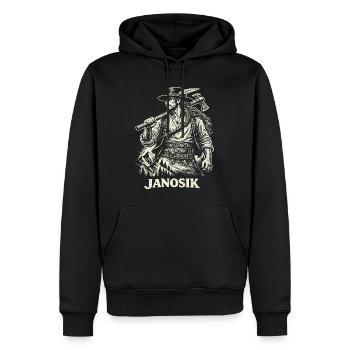 Janosik, polnische Hochlandlegende - Männer Premium Bio Hoodie - Schwarz - Vorne - Nico (187cm)