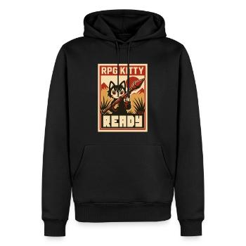 RPG Kitty Ready Poster - Men’s Premium Organic Hoodie - black - Front - Nico (187cm)