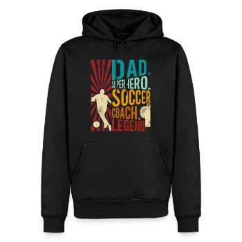 Fußballtrainer Papa Superheld Vater Legende - Männer Premium Bio Hoodie - Schwarz - Vorne - Nico (187cm)