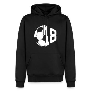NON. 18 FOOTBALLEUR NUMÉRO 18 FOOTBALL 18E ANNIVERSAIRE - Sweat à capuche Premium bio Homme - noir - Devant - Nico (187cm)