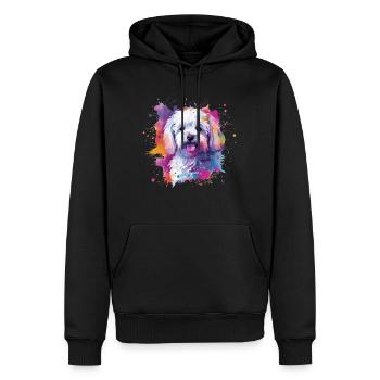Maltesische bunte Hunde-Splash-Kunst - Männer Premium Bio Hoodie - Schwarz - Vorne - Nico (187cm)