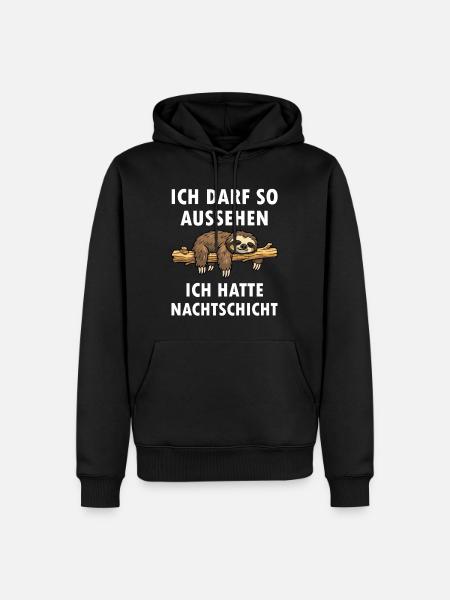 Ich darf so aussehen hatte Nachtschicht Faultier - Männer Premium Bio Hoodie - Schwarz