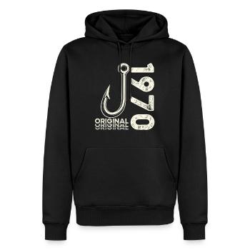 56th Birthday Gift Angler Fishing Man 1970's - Men’s Premium Organic Hoodie - black - Front - Nico (187cm)
