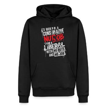 Humour Politique Conservateur vs Libéral - Sweat à capuche Premium bio Homme - noir - Devant - Nico (187cm)