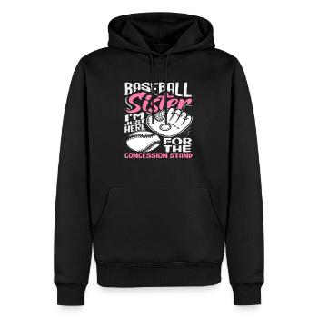 Baseball Sister Only Here for the Snack - Men’s Premium Organic Hoodie - black - Front - Nico (187cm)