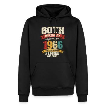 60 Years Anniversary Legend 1966 – Vintage - Männer Premium Bio Hoodie - Schwarz - Vorne - Nico (187cm)