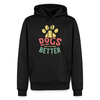 Les chiens rendent la vie meilleure - Sweat à capuche Premium bio Homme - noir - Devant - Nico (187cm)