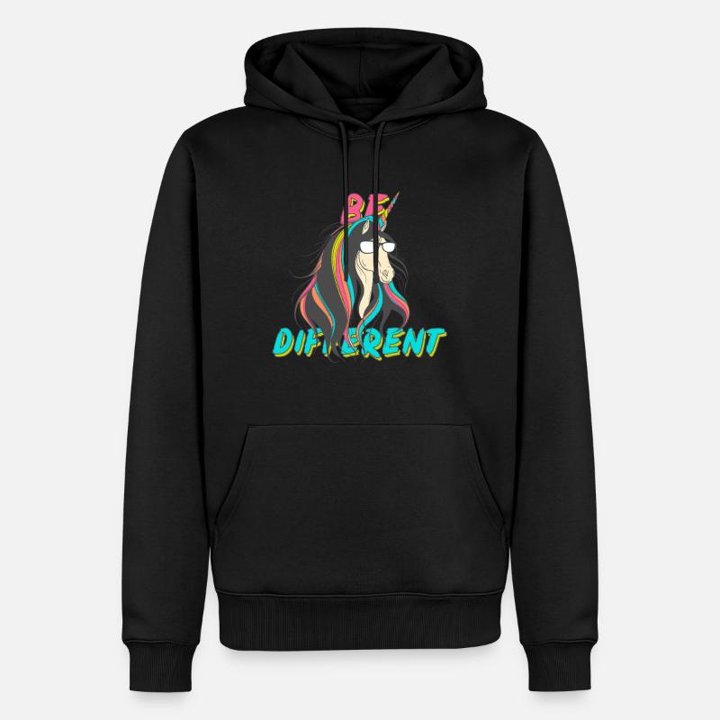 Be Different Nerd Einhorn Party - Männer Premium Bio Hoodie - Schwarz