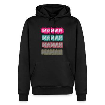 Maman Vintage Coloré – Design Pop Rétro pour Mère - Sweat à capuche Premium bio Homme - noir - Devant - Nico (187cm)
