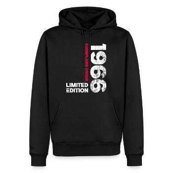Millésime 1966 Cadeau 60 Ans Homme Anniversaire  - Sweat à capuche Premium bio Homme - noir - Devant - Nico (187cm)