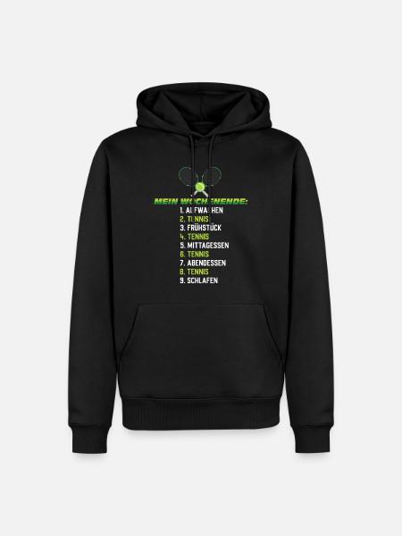 Tennis Wochenendplan – Lustiger Zeitplan - Männer Premium Bio Hoodie - Schwarz