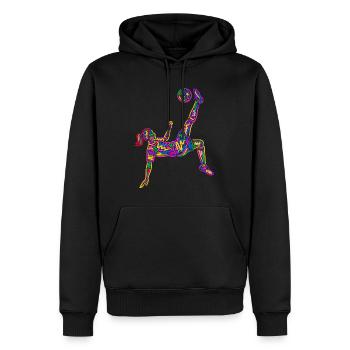 Fußball bunte Fußballerin Mädchen Fußballspielerin - Männer Premium Bio Hoodie - Schwarz - Vorne - Nico (187cm)