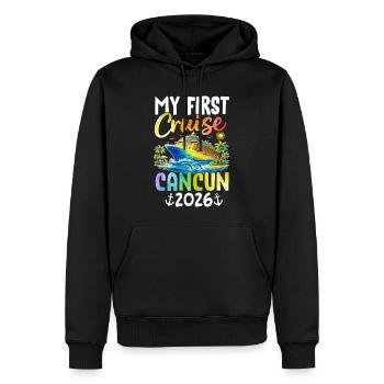 Ma première croisière Cancún 2026 - Sweat à capuche Premium bio Homme - noir - Devant - Nico (187cm)