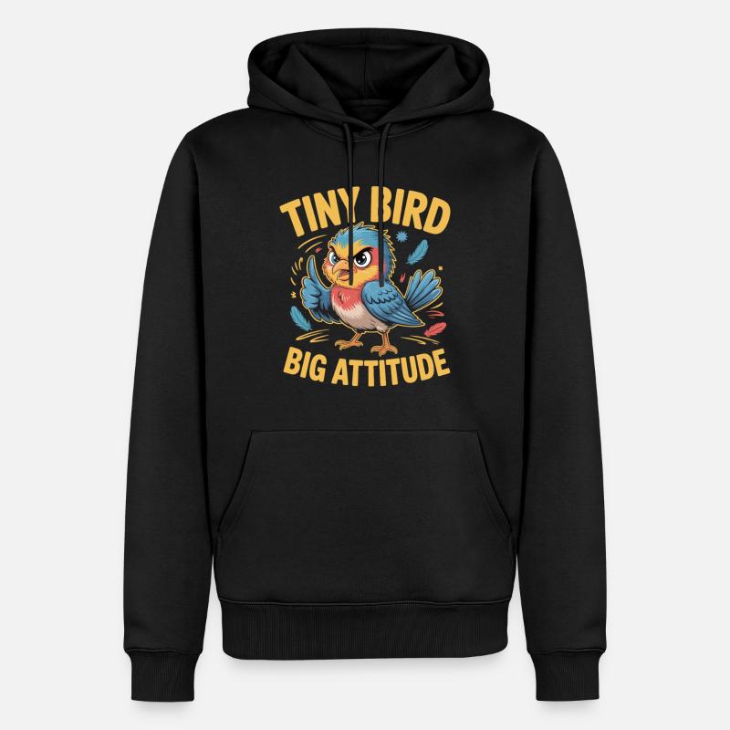 Tiny Bird Big Attitude Vogel Spruch - Männer Premium Bio Hoodie - Schwarz