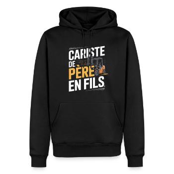 T-Shirt Cariste Père En Fils Original - Sweat à capuche Premium bio Homme - noir - Devant - Nico (187cm)