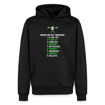 Mein Wochenende: Nur Eishockey - Männer Premium Bio Hoodie - Schwarz - Vorne - Nico (187cm)
