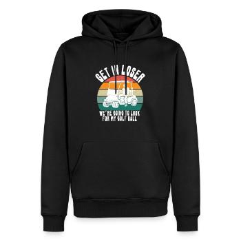 Retro Golf Cart Sonnenuntergang - Männer Premium Bio Hoodie - Schwarz - Vorne - Nico (187cm)