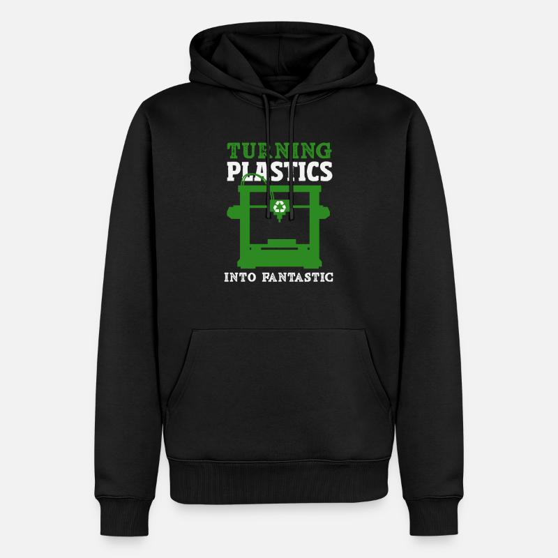 Turning Plastic Into Awesome 3D Printer - Men’s Premium Organic Hoodie - black