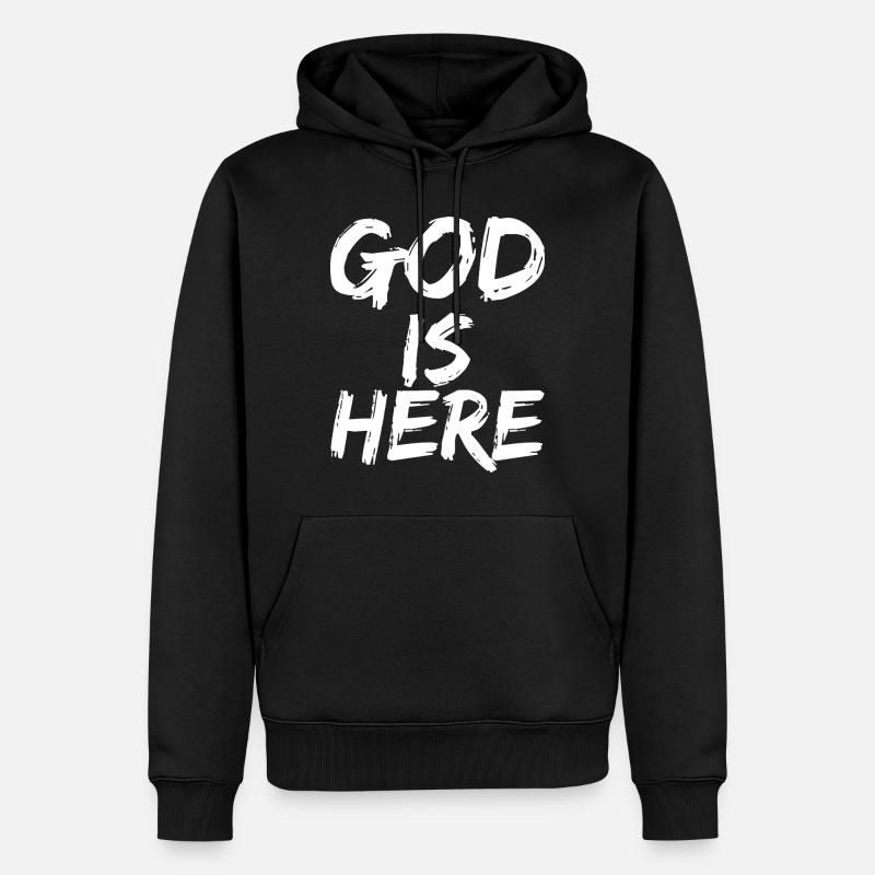 Dieu est là - Sweat à capuche Premium bio Homme - noir