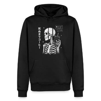 Kaffee Skelett Japan Style Shirt - Männer Premium Bio Hoodie - Schwarz - Vorne - Nico (187cm)