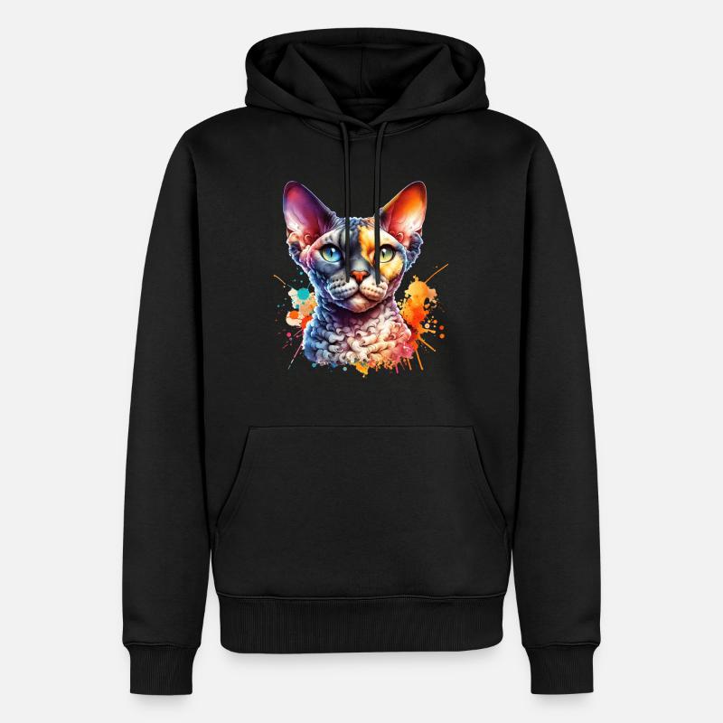 Devon Rex Motif - Sweat à capuche Premium bio Homme - noir