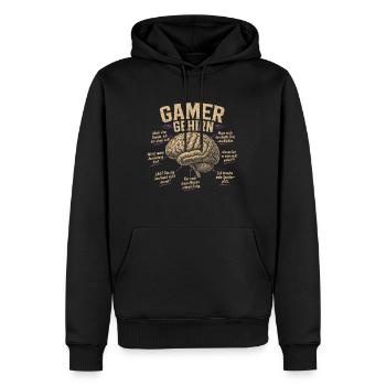 Gamer Gehirn Humor Shirt - Männer Premium Bio Hoodie - Schwarz - Vorne - Nico (187cm)