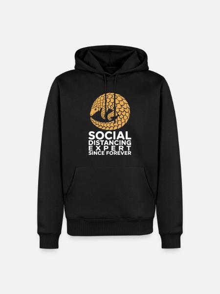 Gürteltier Motiv mit Abstand Spruch - Männer Premium Bio Hoodie - Schwarz