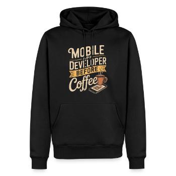 Mobile App Developer Before Coding Coffee Lover - Men’s Premium Organic Hoodie - black - Front - Nico (187cm)