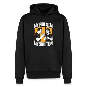 Mobile App Developer My Problem My Pictogram Mom - Men’s Premium Organic Hoodie - black - Front - Nico (187cm)