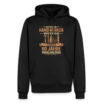 Handwerker 1946 Geboren 80. Geburtstag Geschenk - Männer Premium Bio Hoodie - Schwarz - Vorne - Nico (187cm)