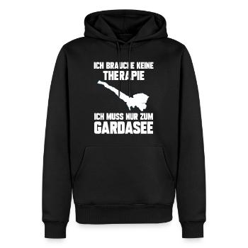 Ich brauche keine Therapie ich muss zum Gardasee - Männer Premium Bio Hoodie - Schwarz - Vorne - Nico (187cm)