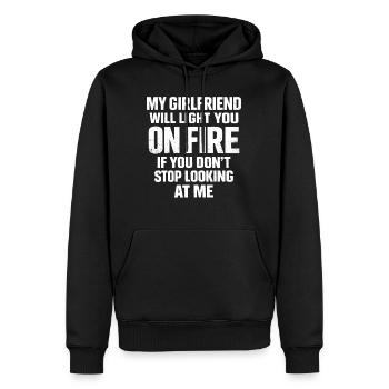 Humour Couple Copine Jalouse Drôle Cadeau - Sweat à capuche Premium bio Homme - noir - Devant - Nico (187cm)
