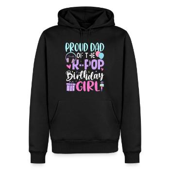 Papa fier de la fille d’anniversaire de la K-Pop - Sweat à capuche Premium bio Homme - noir - Devant - Nico (187cm)