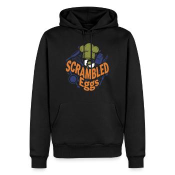 Petit-déjeuner Brunch Drôle Café Œufs brouillés - Sweat à capuche Premium bio Homme - noir - Devant - Nico (187cm)