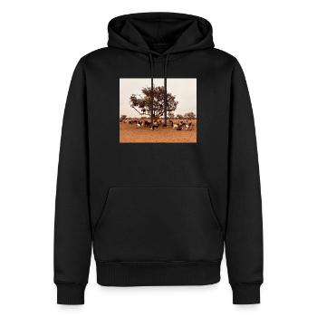 Ziegen unter einem Baum in der Savanne - Männer Premium Bio Hoodie - Schwarz - Vorne - Nico (187cm)
