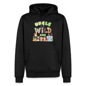 Oncle du Sauvage - Sweat à capuche Premium bio Homme - noir - Devant - Nico (187cm)