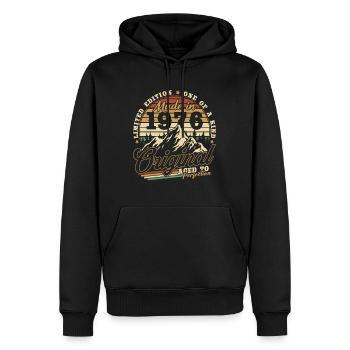 Cadeau d’anniversaire vintage vintage rétro 1976 - Sweat à capuche Premium bio Homme - noir - Devant - Nico (187cm)