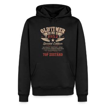 74. Geburtstag Geschenk Mann Oldtimer 1952 August - Männer Premium Bio Hoodie - Schwarz - Vorne - Nico (187cm)