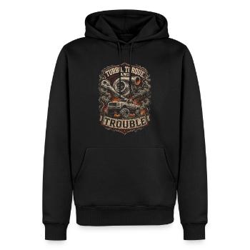 Rolling Coal Turbo Torque And Trouble - Men’s Premium Organic Hoodie - black - Front - Nico (187cm)