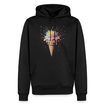 Cornet de Glace Multicolore Splash Ar - Men’s Premium Organic Hoodie - black - Front - Nico (187cm)