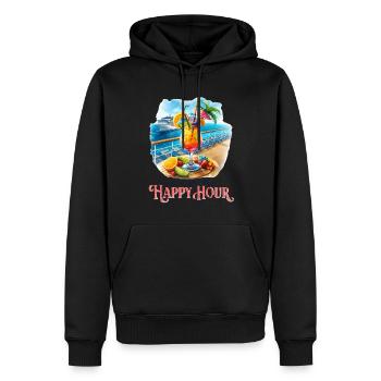 En se déplaçant vers l’happy hour - Sweat à capuche Premium bio Homme - noir - Devant - Nico (187cm)