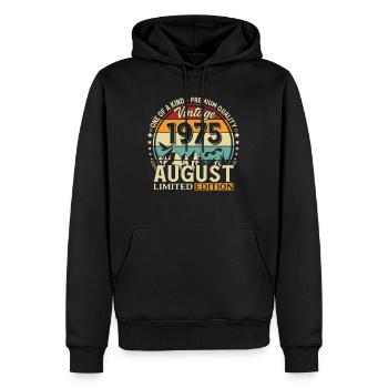 Cadeau du 51e anniversaire Mari Original août 1975 - Sweat à capuche Premium bio Homme - noir - Devant - Nico (187cm)