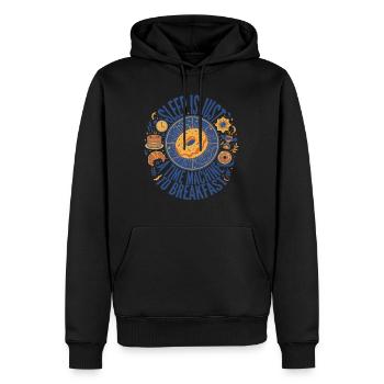 Le petit-déjeuner et le sommeil n’est qu’une machine à remonter le temps - Sweat à capuche Premium bio Homme - noir - Devant - Nico (187cm)