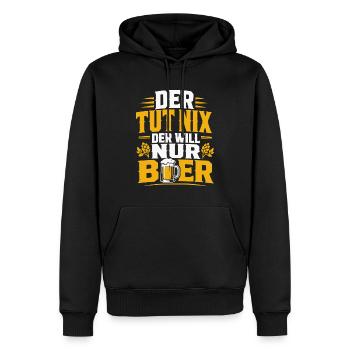 Der tut nix der will nur Bier - Männer Premium Bio Hoodie - Schwarz - Vorne - Nico (187cm)