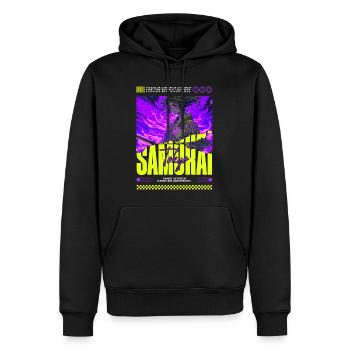 Tokyo Samurai Girl : Esthétique de la Flamme Violette - Sweat à capuche Premium bio Homme - noir - Devant - Nico (187cm)