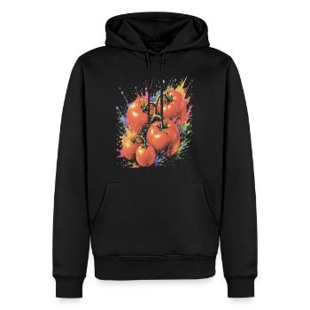 Tomato on the Vine, Multicolored Vegetable, Splash Art - Men’s Premium Organic Hoodie - black - Front - Nico (187cm)