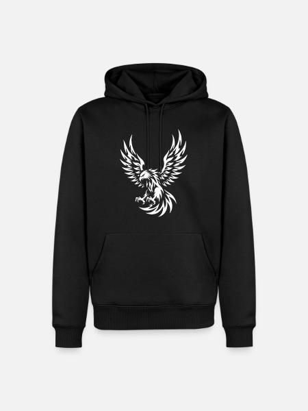 Adler Tribal Greifvogel Kunstwerk - Männer Premium Bio Hoodie - Schwarz