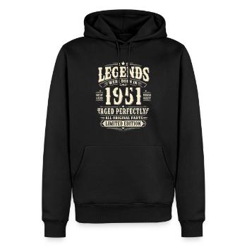 75. Geburtstag Geschenk Mann 1951 Vintage Retro - Männer Premium Bio Hoodie - Schwarz - Vorne - Nico (187cm)